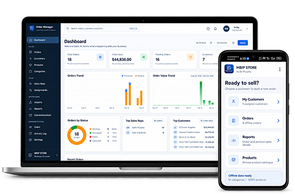 Order Manager Web Administration and Android Sales App